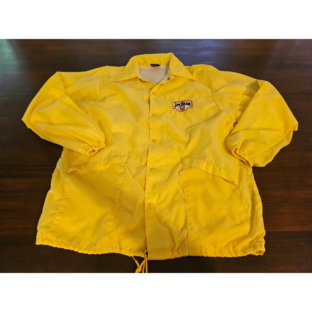 Hilton Windbreaker Mens Medium Yellow Jim Beam Logo Aristo Jac Vintage 80s